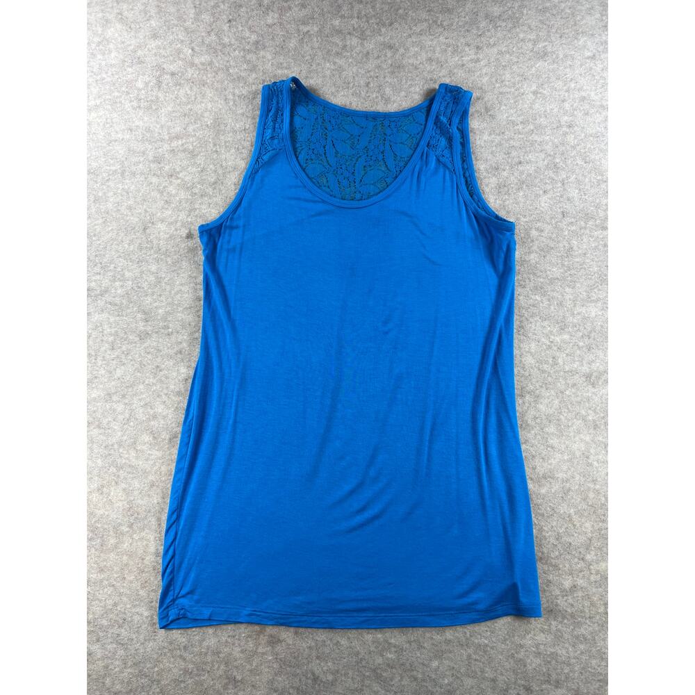 Motherhood Maternity Blue Crochet Detail Stretch Tank Top Size Medium